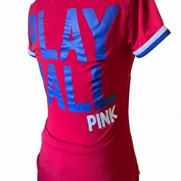 VS PINK baseball deep vneck tee - Picture 2 of 4